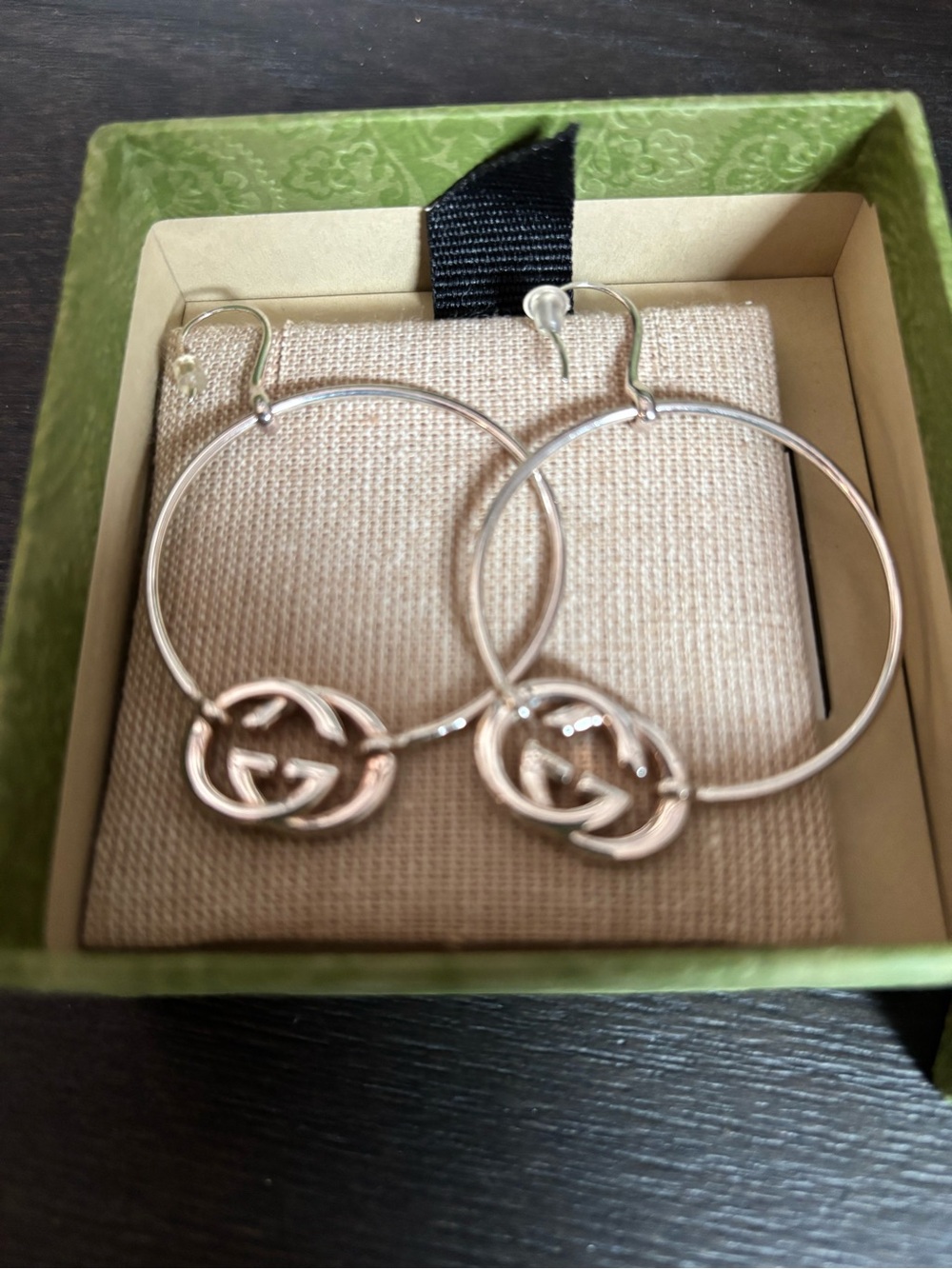 Gucci Sterling Silver Interlocking G Hoop Earrings - Picture 3 of 13